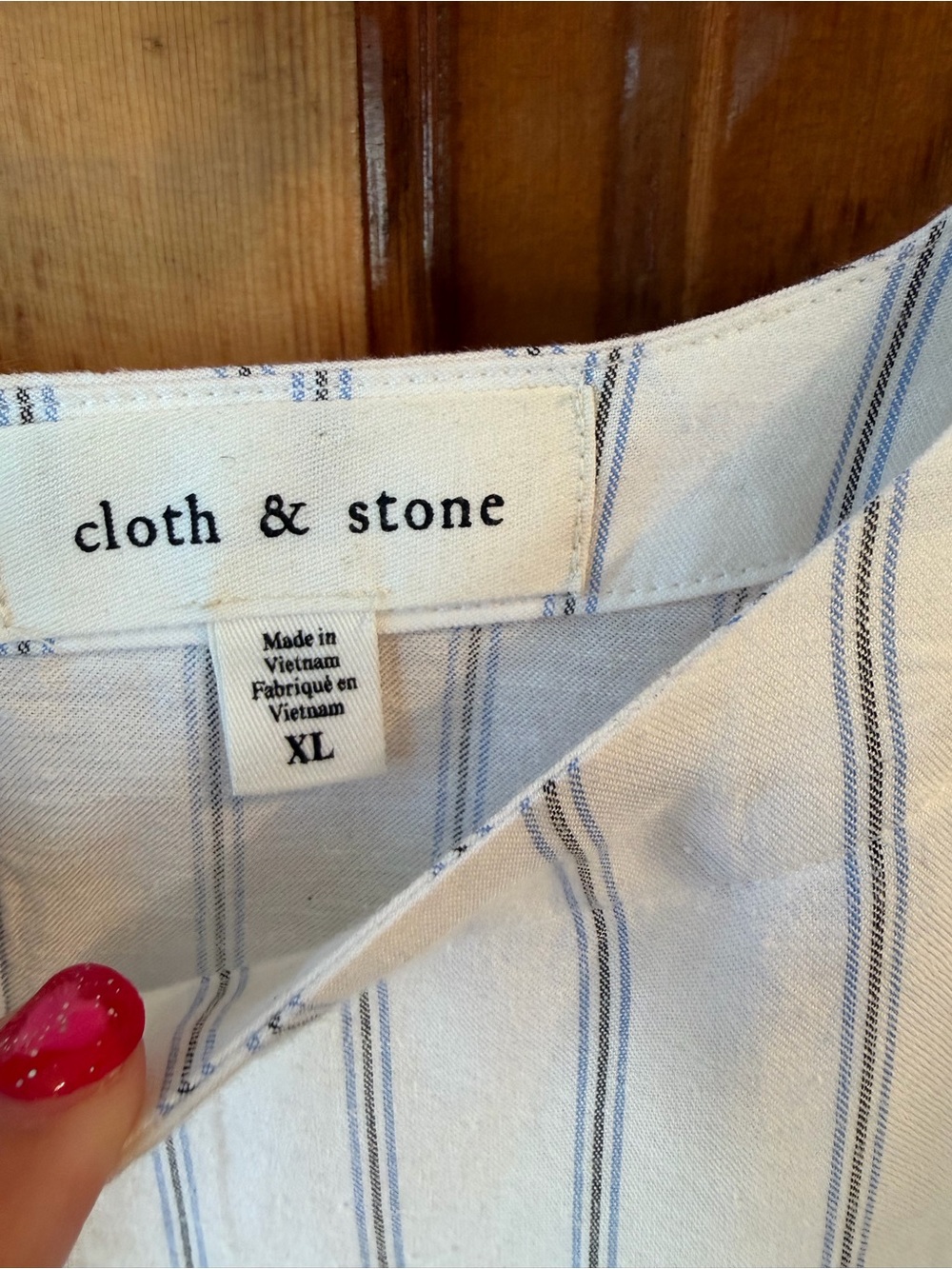 Cloth & Stone; Anthropolgie White and Blue Striped relaxed Cotton Boxy Top XL - Picture 5 of 13